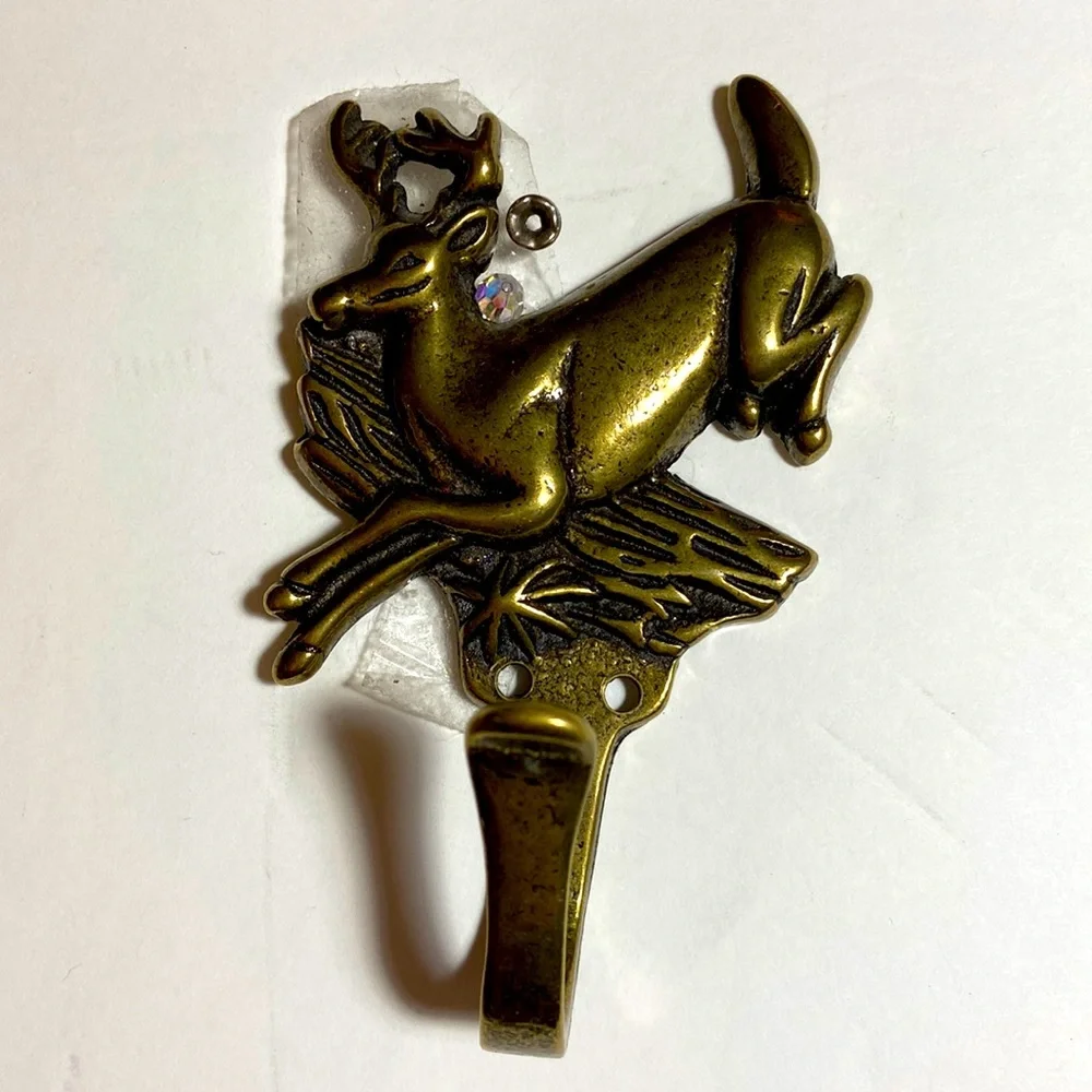 Natural Wonder Deer Brass Hook, Antique Brass